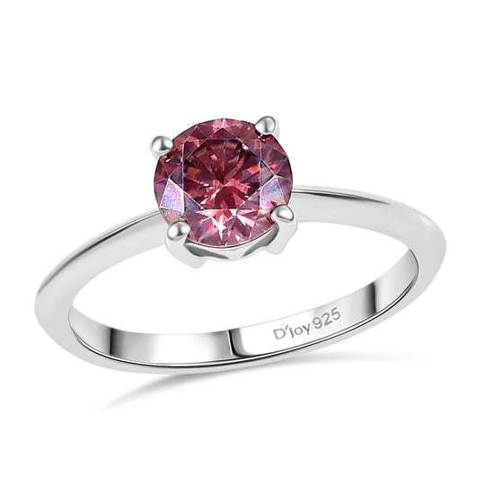 D'Joy Luxus Roter Moissanit Ring 925 Silber rhodiniert (Größe 21.00) ca. 0.94 ct
