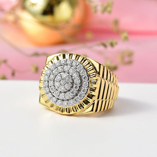 D'Joy Moissanit Ring 925 Silber Rhodiniert und 750 Gelbgold Vermeil (Größe 20.00) ca. 1,47 ct