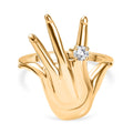 D'Joy Moissanit Ring 925 Silber 750 Gelb Vergoldet (Größe 18.00) ca. 0.11 ct