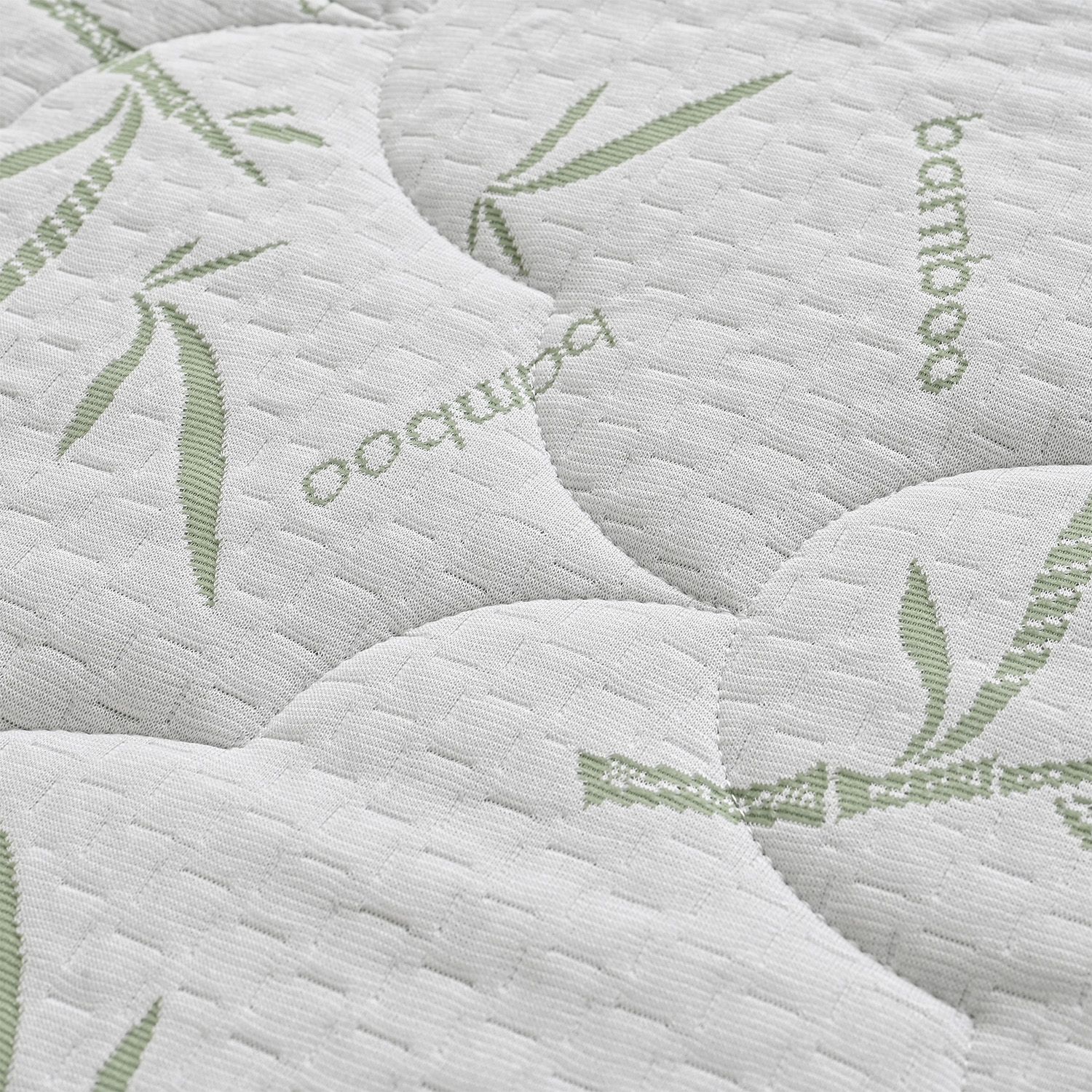 Bamboo waterproof mattress protector Fabric: 190gsm bamboo jacquard (20% bamboo fiber ,80% polyester) +0.02mmPU  Skirt : 75gsm polyester