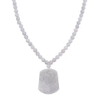 D'Joy EXTREM SELTEN Natürliche Weiße Jade Halskette ca. 50 cm 925 Silber rhodiniert ca. 400.00 ct