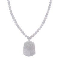 D'Joy EXTREM SELTEN Natürliche Weiße Jade Halskette ca. 50 cm 925 Silber rhodiniert ca. 400.00 ct