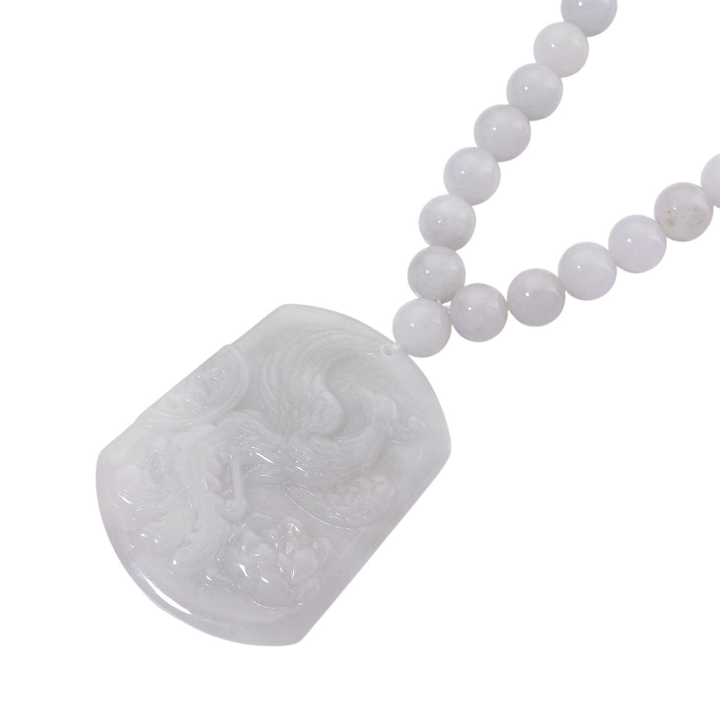 D'Joy EXTREM SELTEN Natürliche Weiße Jade Halskette ca. 50 cm 925 Silber rhodiniert ca. 400.00 ct