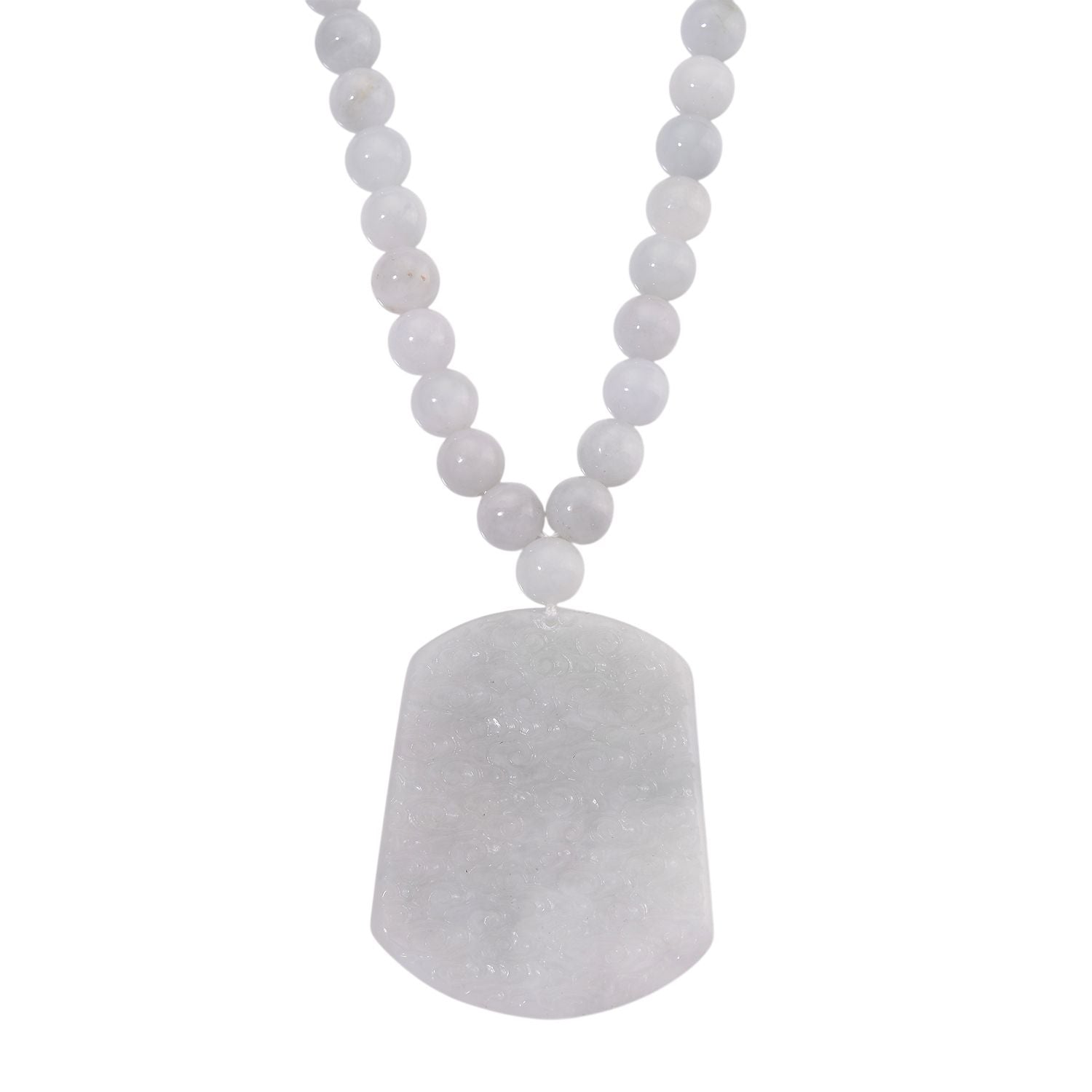 D'Joy EXTREM SELTEN Natürliche Weiße Jade Halskette ca. 50 cm 925 Silber rhodiniert ca. 400.00 ct