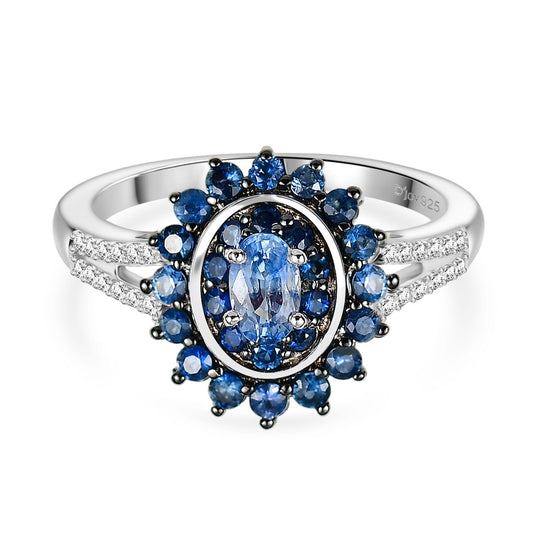 D'Joy AA Ceylon-Saphir Ring 925 Silber rhodiniert (Größe 20.00) ca. 1,23 ct