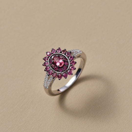 D'Joy AA Rubellit Ring 925 Silber Rhodiniert (Größe 19.00) ca. 1,04 ct