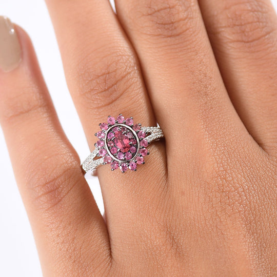 D'Joy AA Rubellit Ring 925 Silber Rhodiniert (Größe 19.00) ca. 1,04 ct