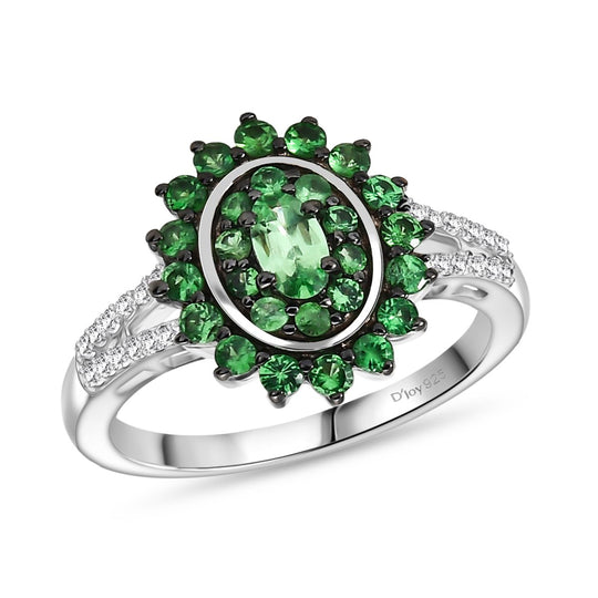 D'Joy AA Tsavorite Granat Ring 925 Silber rhodiniert (Größe 19.00) ca. 1,07 ct