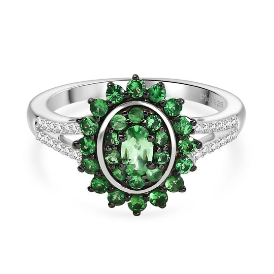 D'Joy AA Tsavorite Granat Ring 925 Silber rhodiniert (Größe 19.00) ca. 1,07 ct
