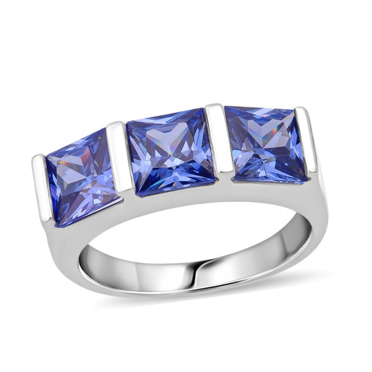 Lustro Stella Blauer Zirkonia Ring 925 Silber rhodiniert