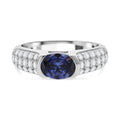 Lustro Stella Ceylon Saphir-farbener Zirkonia, Weißer Zirkonia Ring 925 Silber rhodiniert (Größe 18.00)