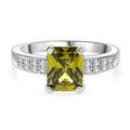 Lustro Stella Grüner Saphir-Farbener Zirkonia, Weißer Zirkonia Ring 925 Silber rhodiniert (Größe 18.00)