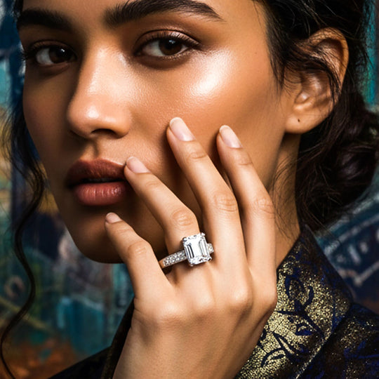 Lustro Stella Weißer Saphir-Farbener Zirkonia Ring 925 Silber rhodiniert (Größe 19.00)