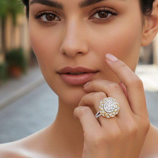 LUXURIANT DIAMOND - Lab Grown Diamant SI-GH SGL zertifiziert Ring 925 Silber 750 Gelbgold Vermeil (Größe 18.00) ca. 1.33 ct