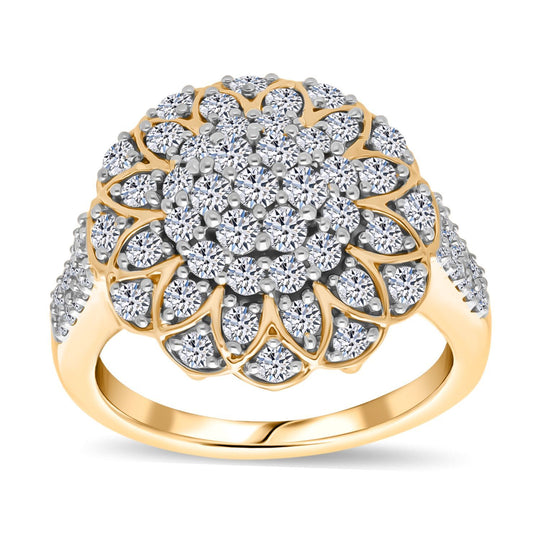 LUXURIANT DIAMOND - Lab Grown Diamant SI-GH SGL zertifiziert Ring 925 Silber 750 Gelbgold Vermeil (Größe 18.00) ca. 1.33 ct