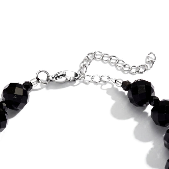 Natürlicher Vulkanachat, Schwarzer Spinell Armband ca. 19 cm 316L Edelstahl ca. 90.00 ct