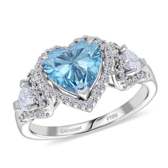 LUXURIANT DIAMOND - Lab Grown Blauer Diamant VS-EF, Lab Grown Diamant VS-EF IGI zertifiziert Ring 950 Platin (Größe 19.00) ca. 3.05 ct