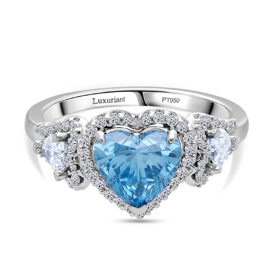 LUXURIANT DIAMOND - Lab Grown Blauer Diamant VS-EF, Lab Grown Diamant VS-EF IGI zertifiziert Ring 950 Platin (Größe 19.00) ca. 3.05 ct