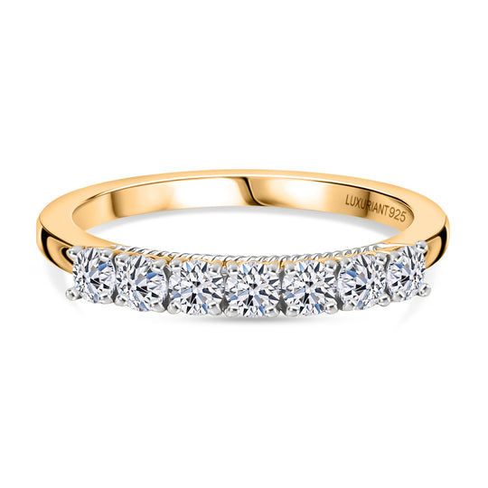 LUXURIANT DIAMOND - Lab Grown Diamant SI-GH Ring 925 Silber 750 Gelbgold Vermeil (Größe 21.00) ca. 0.50 ct
