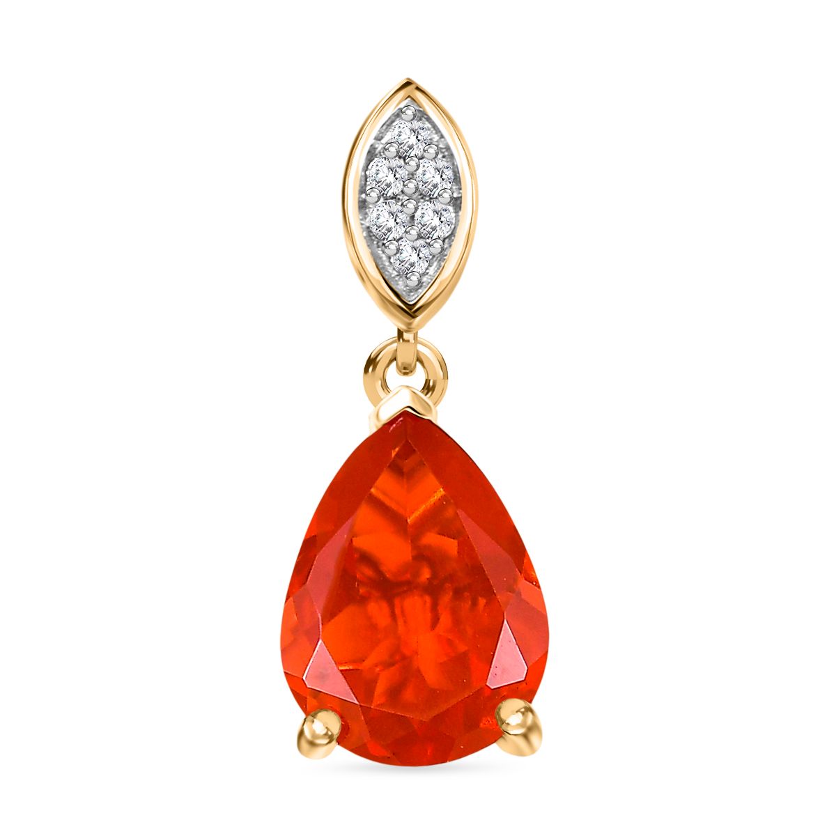 SEHR SELTENER AAAA Blaze Feueropal, Weißer Diamant Anhänger 585 Gelb Gold ca. 1.20 ct