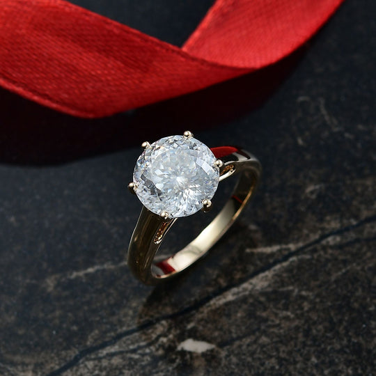 161 Facettiert Moissanit Ring 585 Gold (Größe 21.00) ca. 4,05 ct