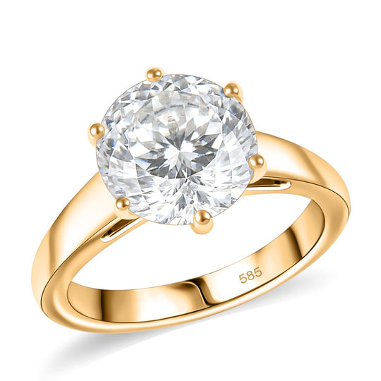 161 Facettiert Moissanit Ring 585 Gold (Größe 21.00) ca. 4,05 ct
