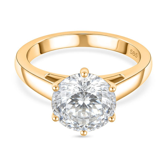 161 Facettiert Moissanit Ring 585 Gold (Größe 21.00) ca. 4,05 ct