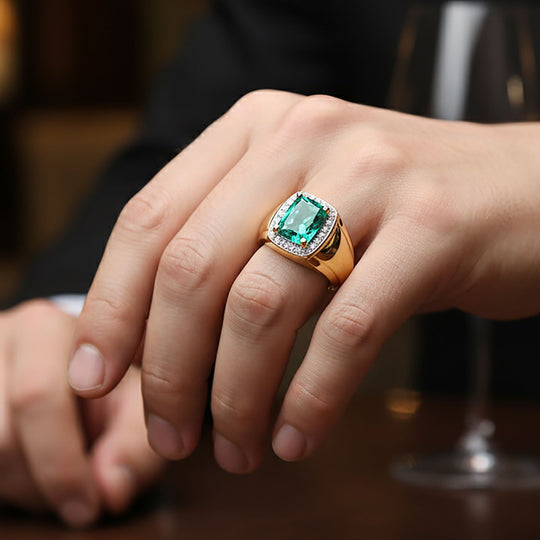 AAA Lab Grown Kolumbianischer Smaragd, Lab Grown Diamant Ring 925 Silber 750 Gelbgold Vermeil (Größe 20.00) ca. 1.41 ct
