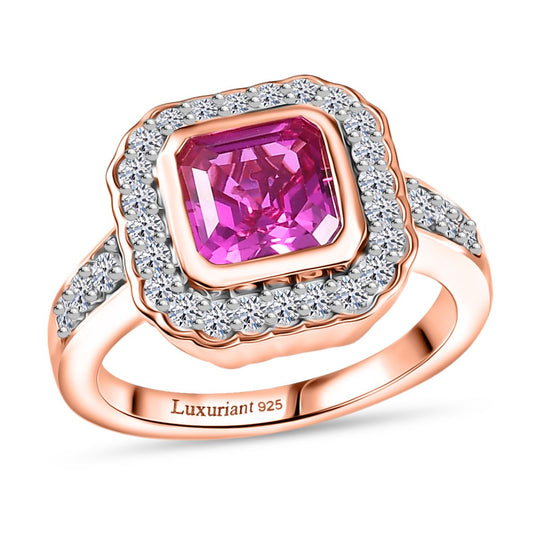 AAA Lab Grown Rosa Saphir, Lab Grown Diamant Ring 925 Silber 750 Roségold Vermeil (Größe 17.00) ca. 2.69 ct
