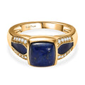 AAA Lapislazuli, Weißer Zirkon Ring Nickelfreies Messing (Größe 18.00) ca. 3.30 ct