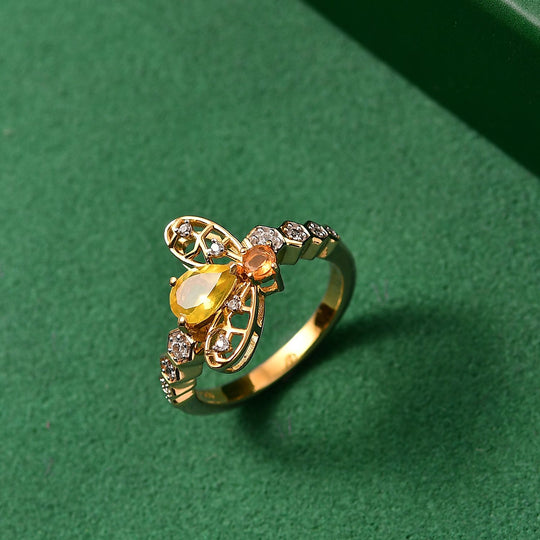 GP Trionfo Kollektion - Kanarischer Opal, Feueropal Ring 925 Silber 750 Gelbgold Vermeil (Größe 19.00) ca. 0.68 ct