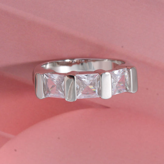 LUSTRO STELLA - Weißer Zirkonia Ring 925 Silber rhodiniert (Größe 21.00)