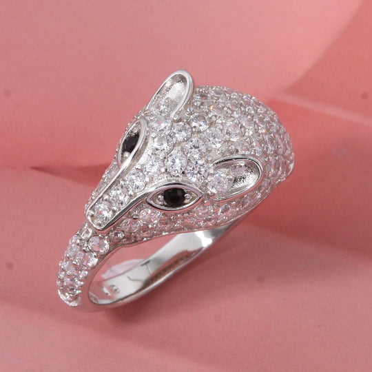 Lustro Stella Schwarzer Zirkonia, Weißer Zirkonia Panther Ring 925 Silber rhodiniert (Größe 18.00)