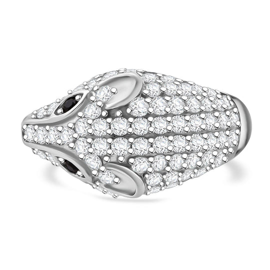 Lustro Stella Schwarzer Zirkonia, Weißer Zirkonia Panther Ring 925 Silber rhodiniert (Größe 18.00)