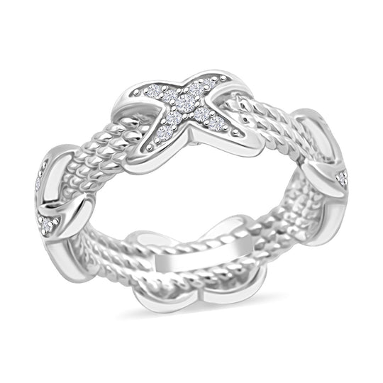Lustro Stella Weißer Zirkonia Ring 925 Silber XO Band rhodiniert (Größe 21.00)