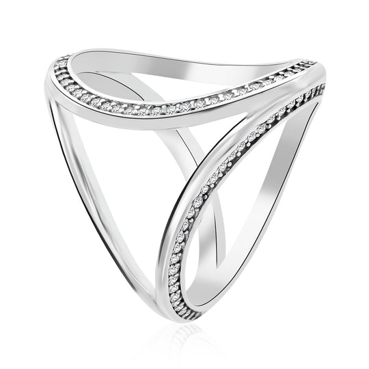 LUSTRO STELLA -  Weißer Zirkonia Ring 925 Silber rhodiniert (Größe 19.00)
