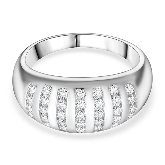 Lustro Stella Weißer Zirkonia Ring 925 Silber rhodiniert (Größe 18.00)