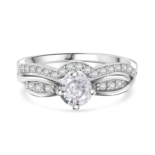 LUSTRO STELLA - Weißer Zirkonia Ring 925 Silber rhodiniert (Größe 19.00)