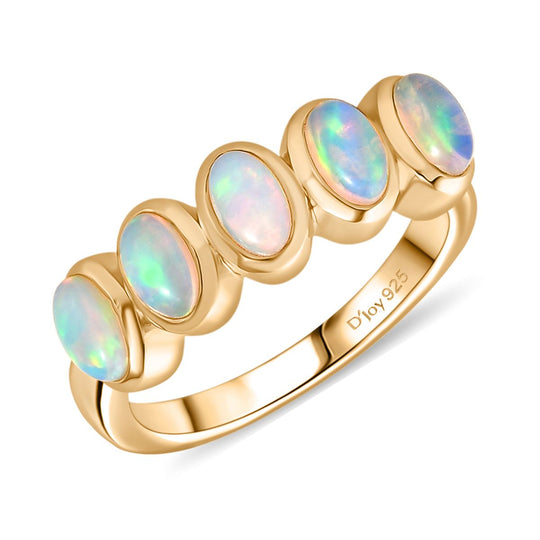 D'Joy AA Natürlicher, äthiopischer Welo Opal Ring 925 Silber 750 Gelb Vergoldet (Größe 19.00) ca. 0.86 ct