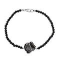 Muonionalusta Meteorit, Schwarzer Spinell Armband ca. 19 cm 925 Silber rhodiniert ca. 44.84 ct