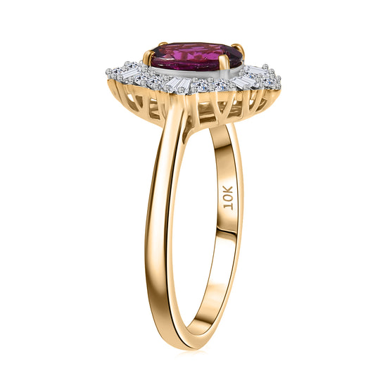 LUXURIANT  (10-16 Werktage Lieferzeit)  1,97 ct. AAA Radiant Ember Granat und Labor Diamant Ring in 417 Gold