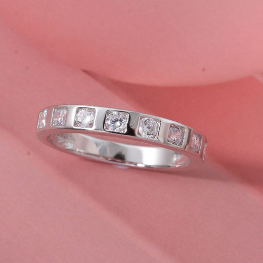 Lustro Stella Weißer Zirkonia Ring 925 Silber rhodiniert (Größe 18.00)