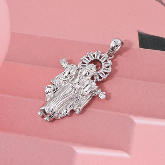 LUSTRO STELLA - Weißer Zirkonia Anhänger 925 Silber rhodiniert