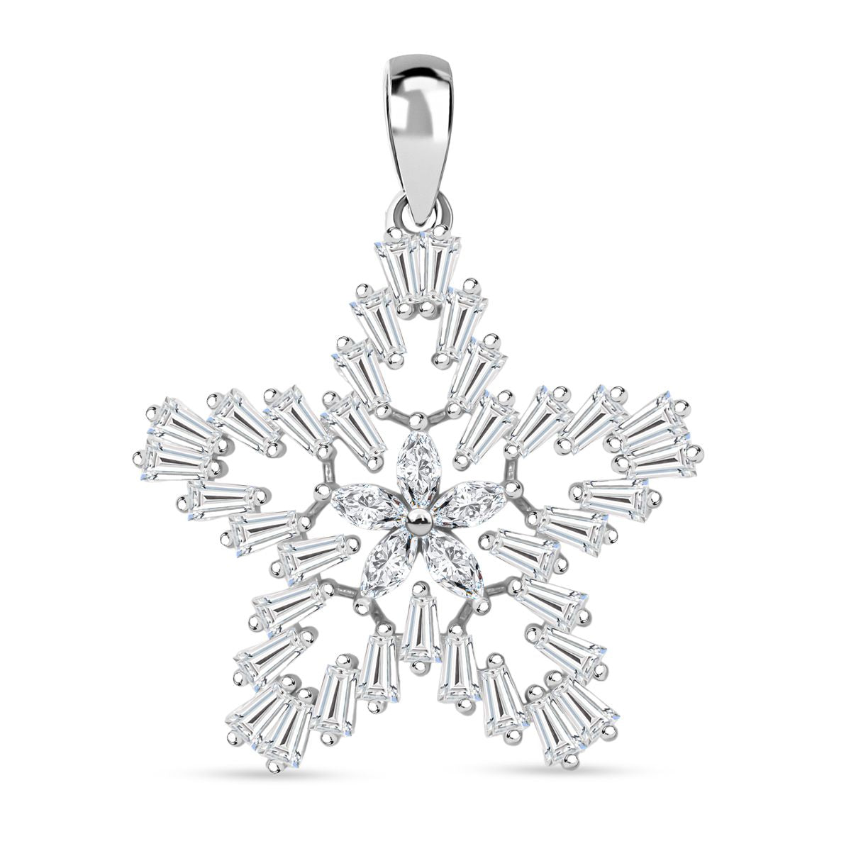 Lustro Stella Weißer Zirkonia Stern Anhänger 925 Silber rhodiniert