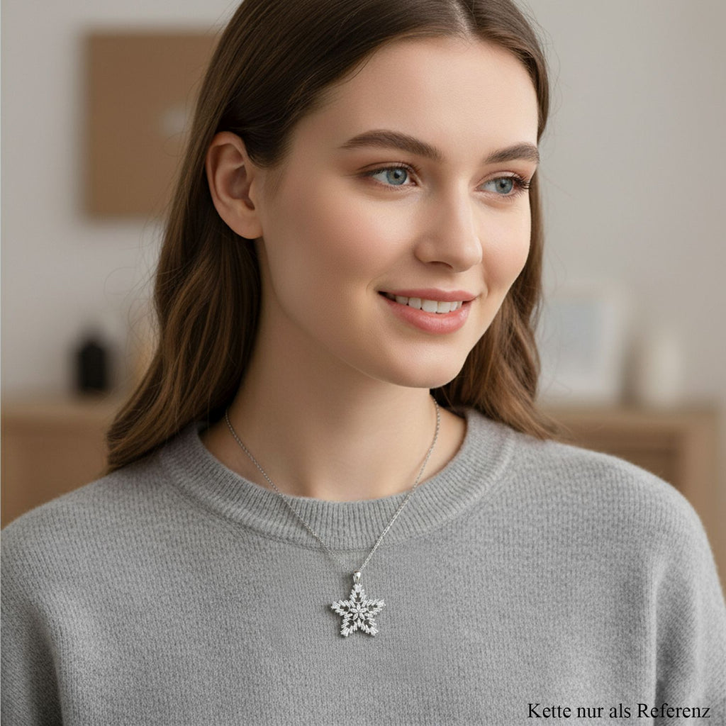 Lustro Stella Weißer Zirkonia Stern Anhänger 925 Silber rhodiniert