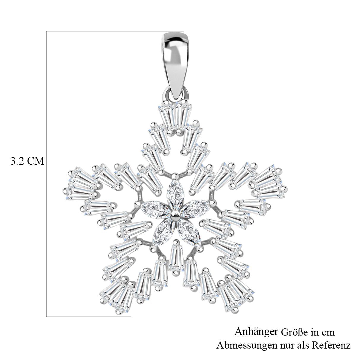 Lustro Stella Weißer Zirkonia Stern Anhänger 925 Silber rhodiniert