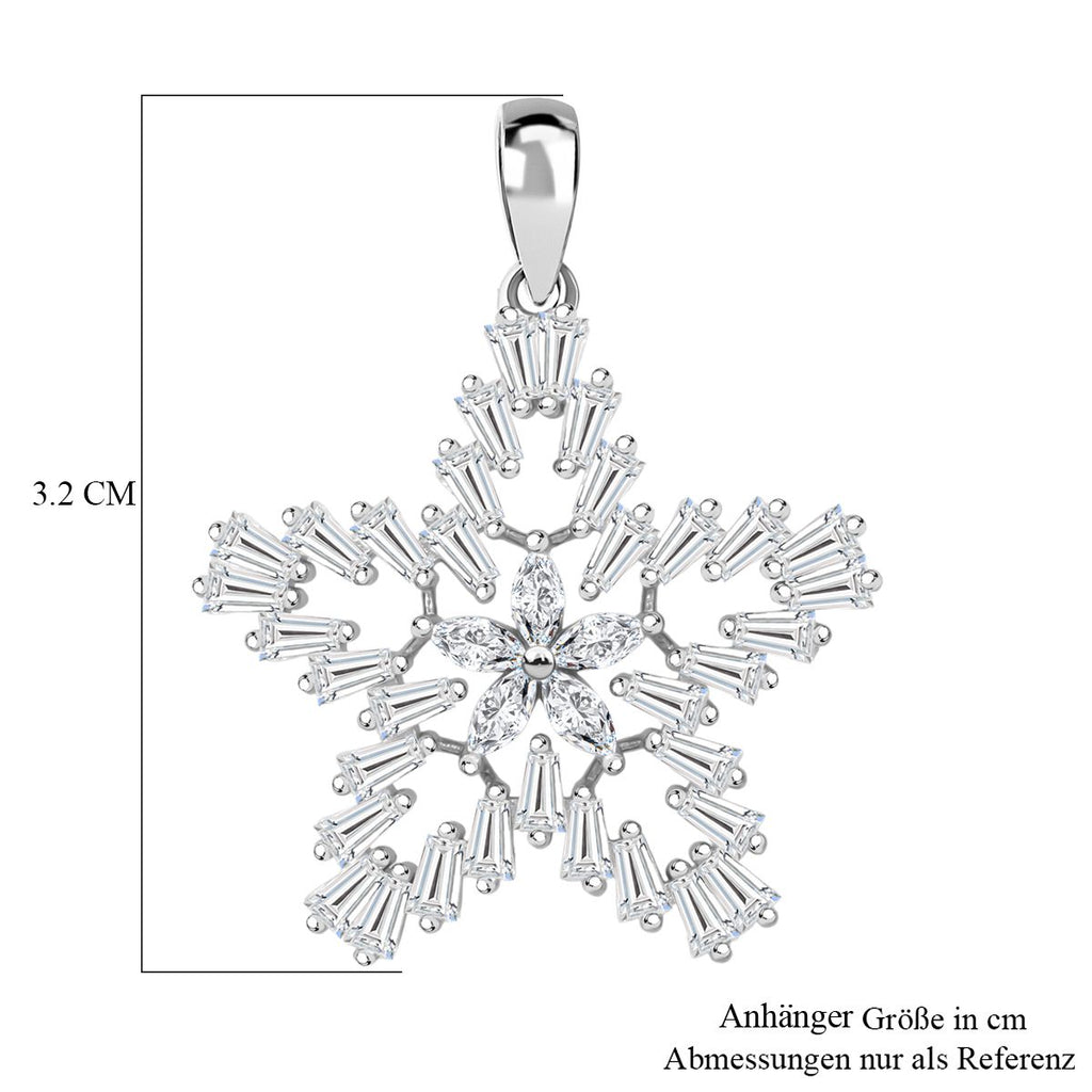 Lustro Stella Weißer Zirkonia Stern Anhänger 925 Silber rhodiniert