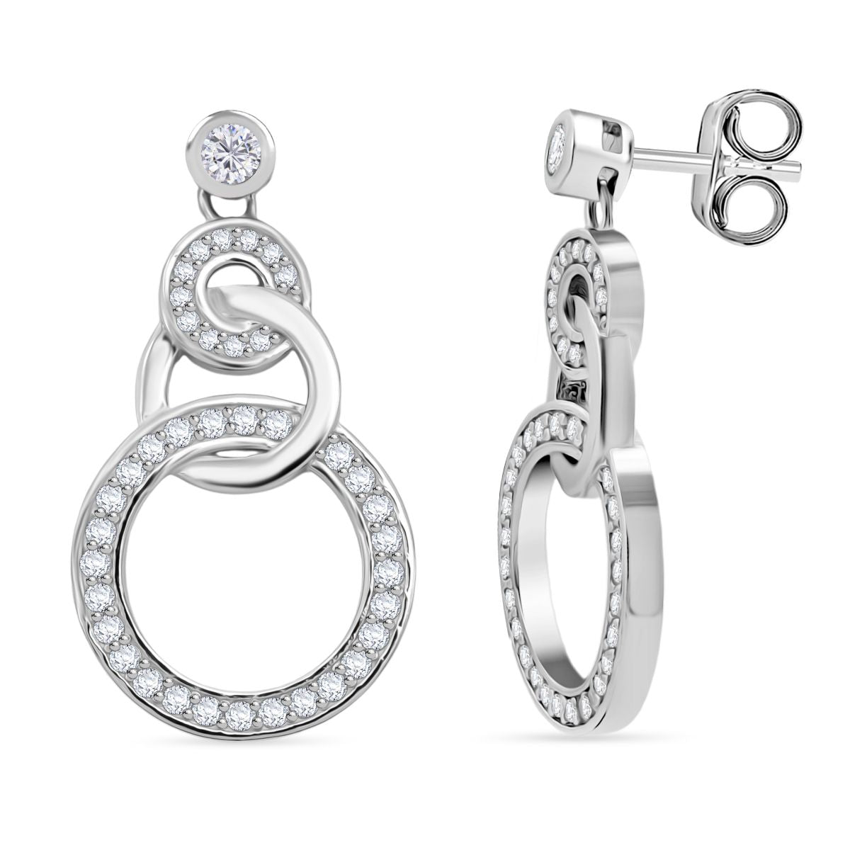 Lustro Stella Weißer Zirkonia Ohrringe 925 Silber rhodiniert