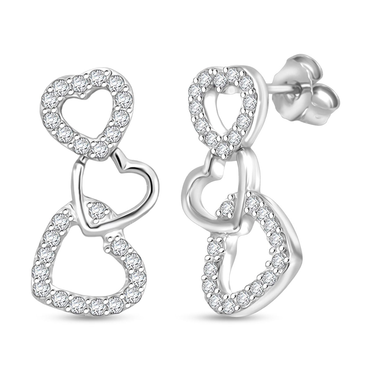LUSTRO STELLA - Weißer Zirkonia Ohrringe 925 Silber rhodiniert