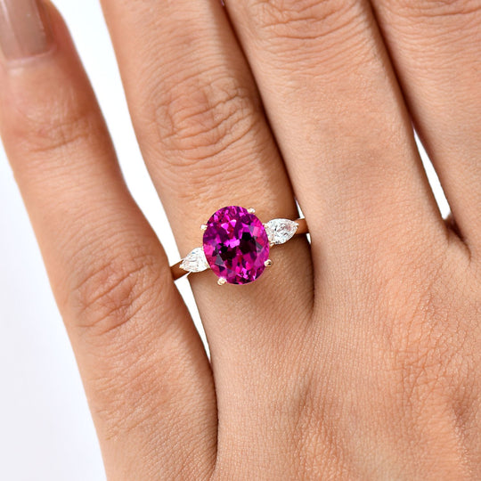 AAA Lab Grown rown Rosa Saphir, Lab Grown Diamant Ring 925 Silber 750 Roségold Vermeil (Größe 21.00) ca. 4.26 ct